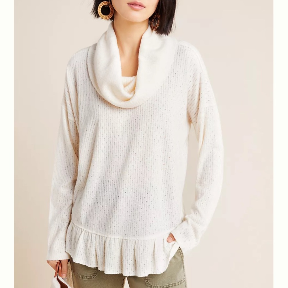 Maeve Anthropologie Addie Ruffled Hacci Pullover